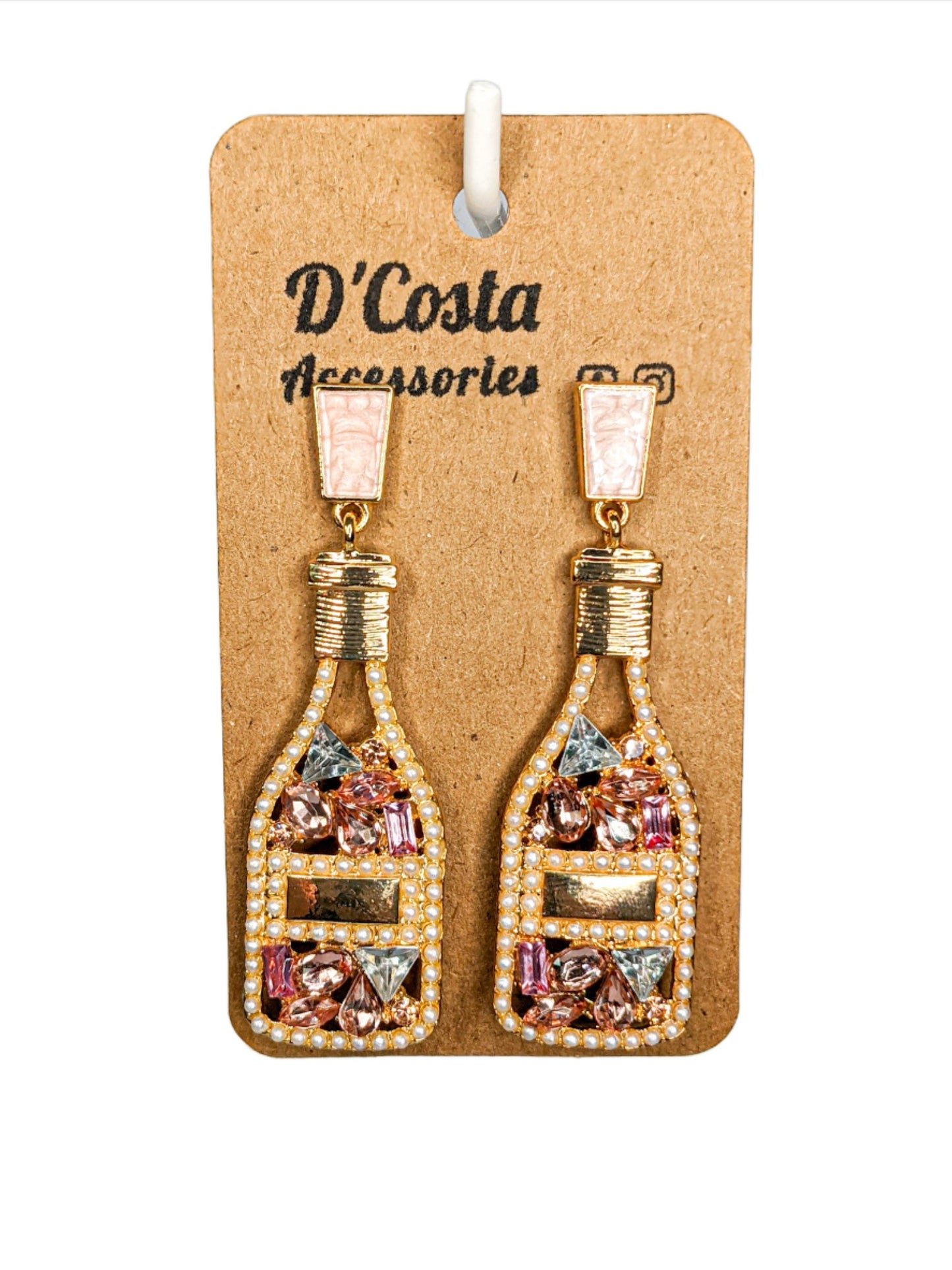 Sparkling Champagne Bottle Earrings