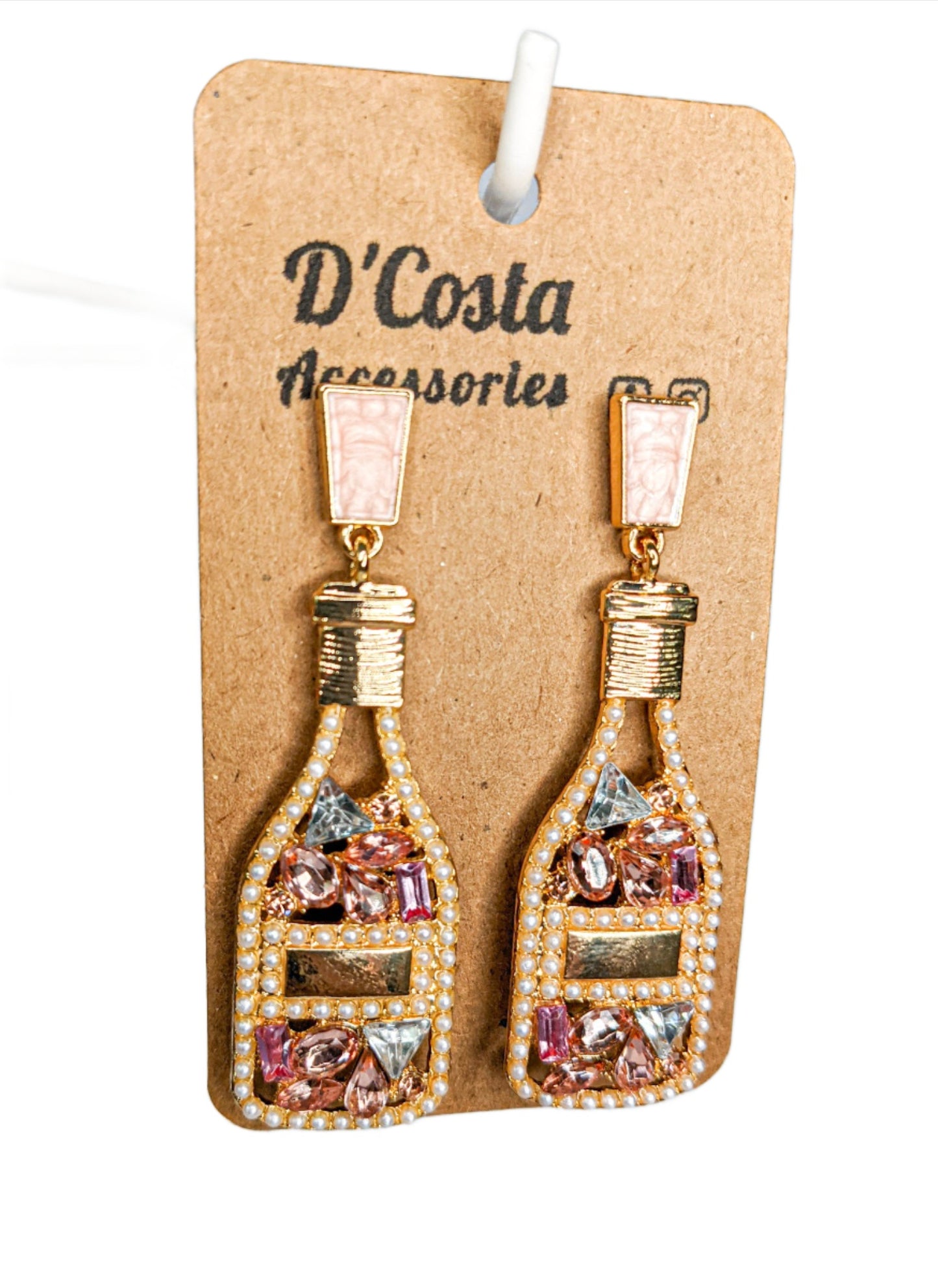 Sparkling Champagne Bottle Earrings