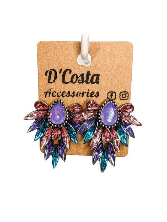 Colourful Navette Statement Stud Earrings