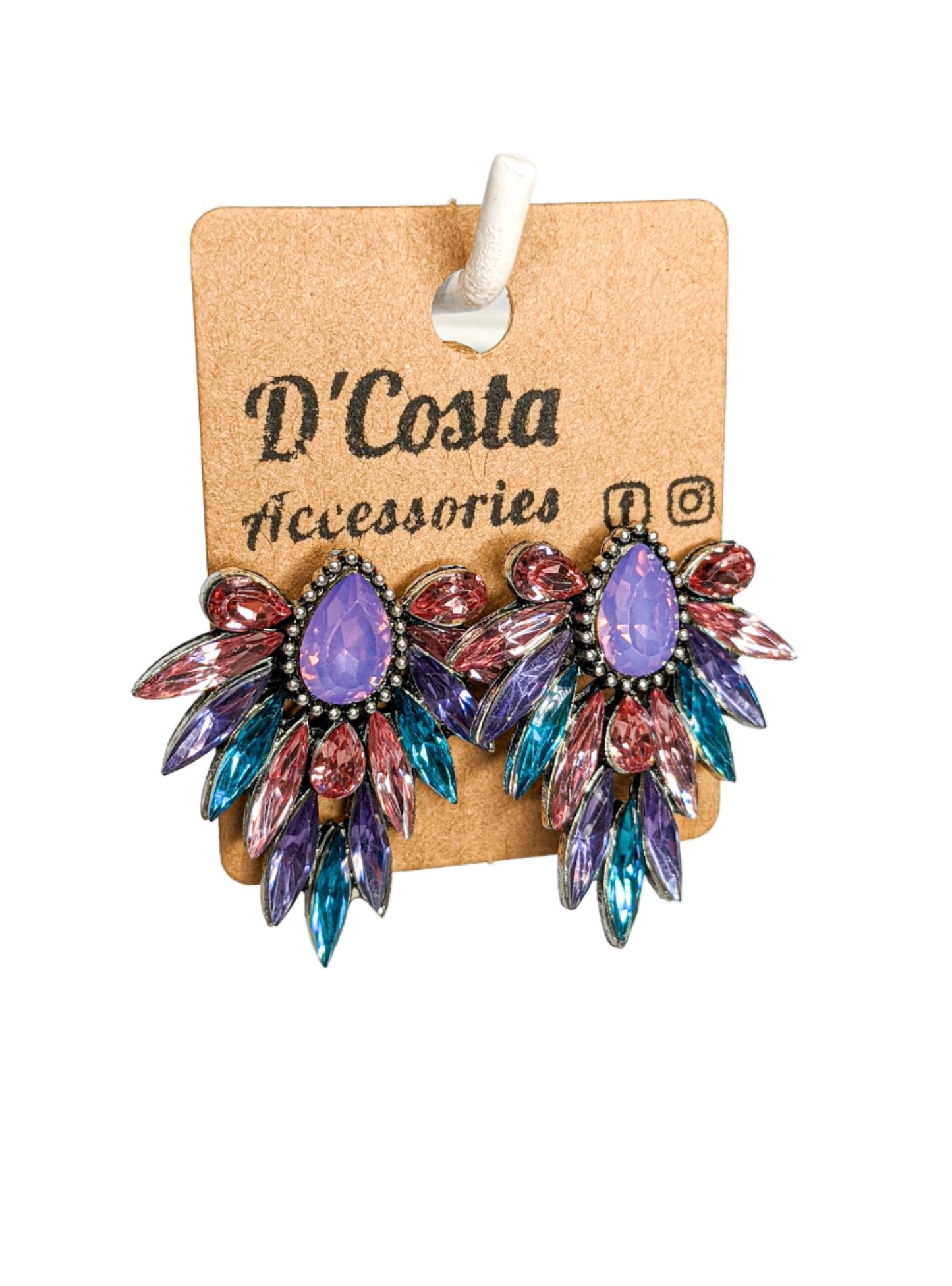 Colourful Navette Statement Stud Earrings