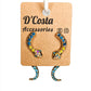 Korean style split snake earring with encrusted in blue and yellow diamantes and set in a golden toned snake