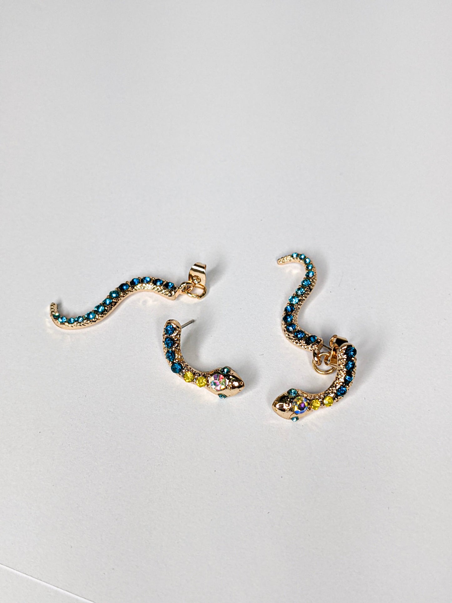 Jeweled Snake Dangle Earrings