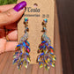 Mutli-coloured diamante rhinestone peacock bird statement earrings 