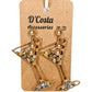 Statement martini earrings with golden tones, diamantes and golden pearls