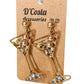 Statement martini earrings with golden tones, diamantes and golden pearls