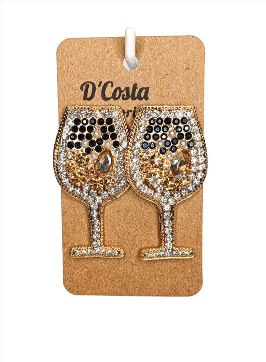 White Wine Glass Earrings