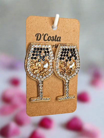 White Wine Glass Earrings