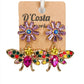 Statement bee and flower dangle earrings encrusted with colourful diamantes