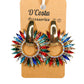 Multi-colour and gold coloured navette diamante rhinestone statement earrings. Perfect for parties and formals