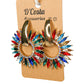 Multi-colour and gold coloured navette diamante rhinestone statement earrings. Perfect for parties and formals