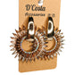 Circular champagne and gold coloured navette diamante rhinestone statement earrings. Perfect for parties and formals