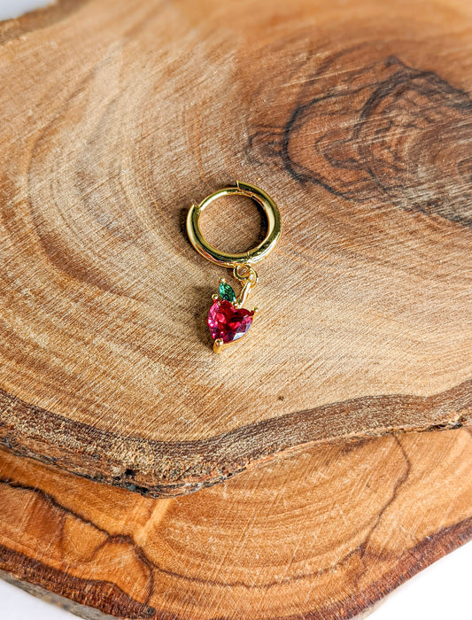 Sparkly Apple Huggie Earring