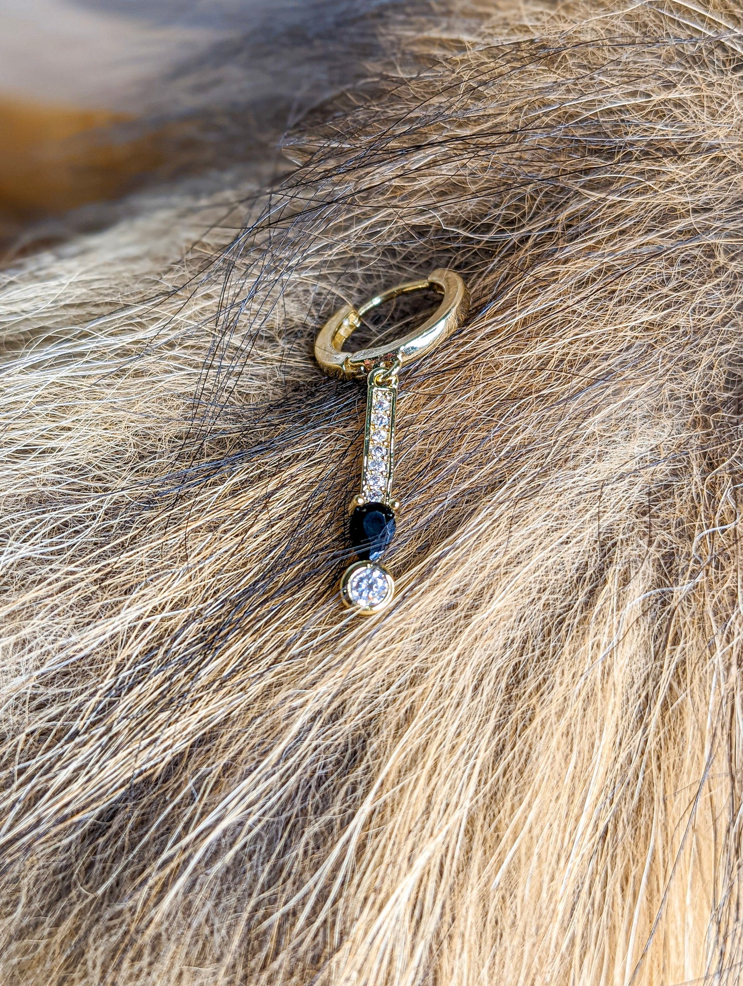 Black and Clear Rhinestone Huggie Hoop