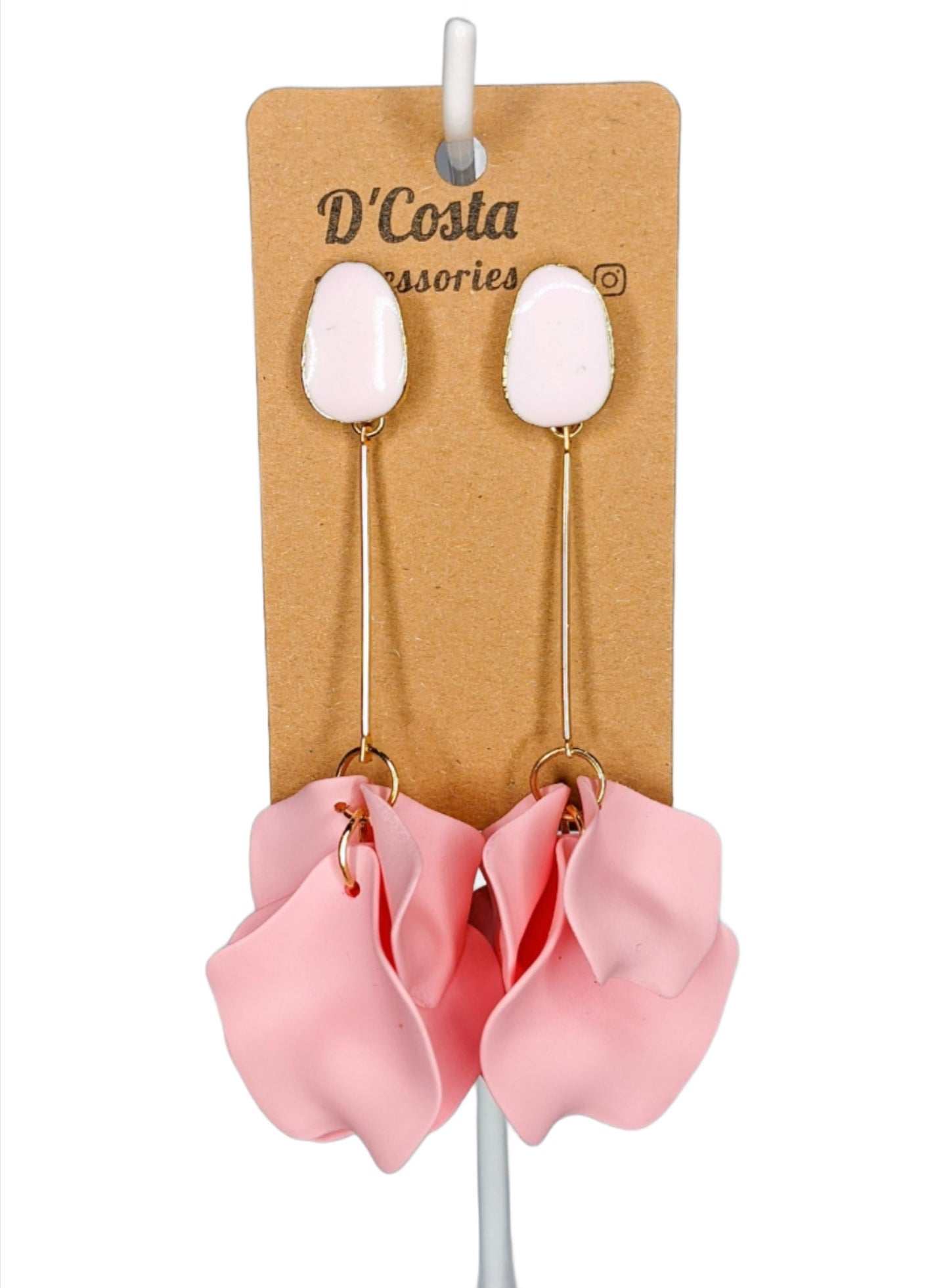 Pink Petal Drop Earrings