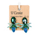 Green Diamante Cluster Earrings