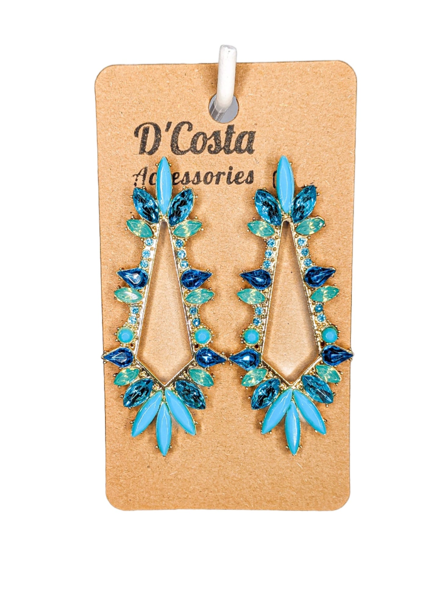 Blue Geometric Navette Earrings