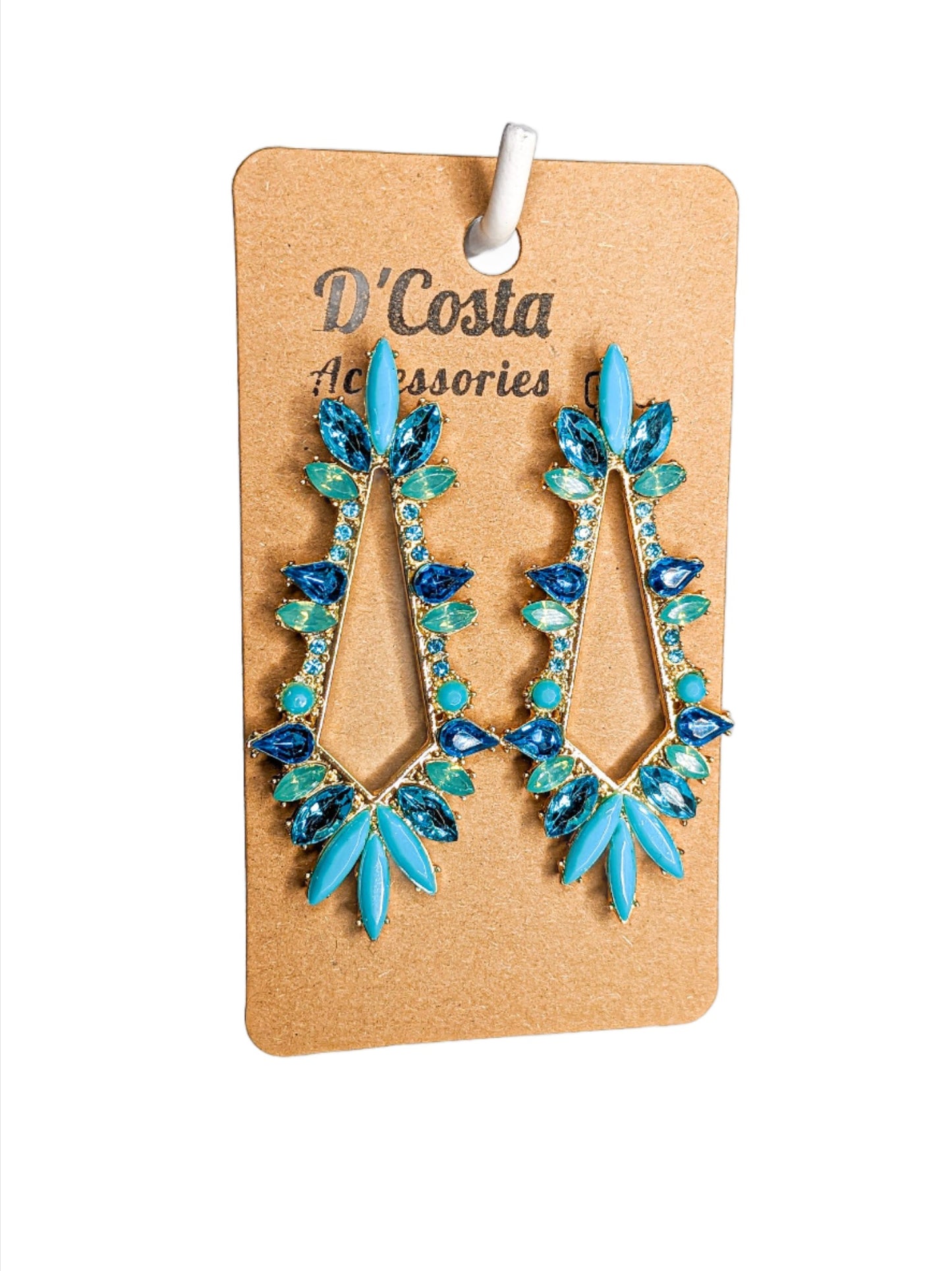 Blue Geometric Navette Earrings