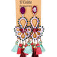 Colourful Tassel and Rhinestone Drop Earrings