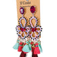 Colourful Tassel and Rhinestone Drop Earrings