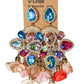 Oversized Sparkling Pink and Blue Chandelier Earrings