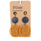 Dark Yellow and Blue Wooden Woven Drop Earrings