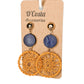 Dark Yellow and Blue Wooden Woven Drop Earrings