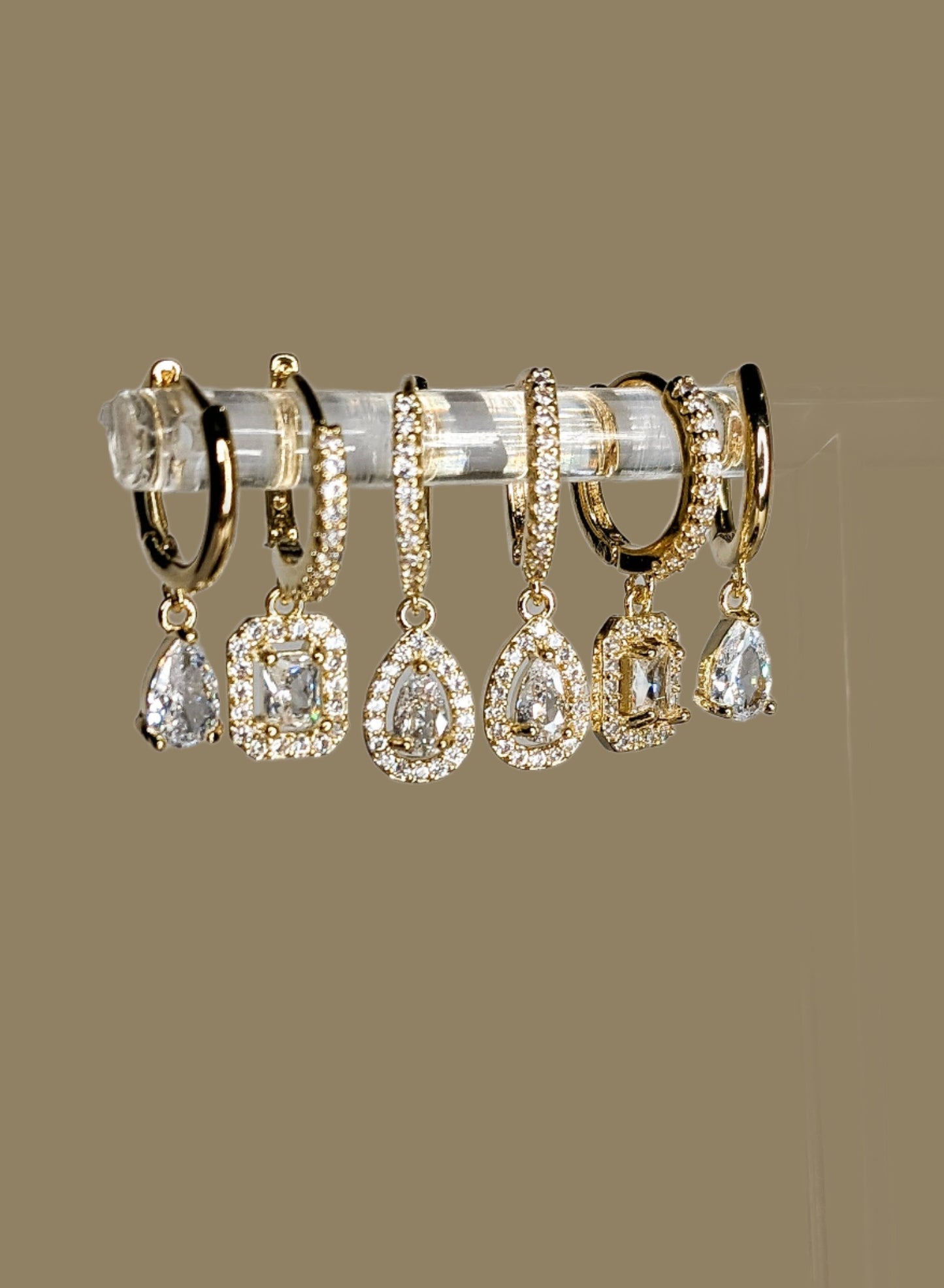 6-Piece Diamante Huggie Hoop Set