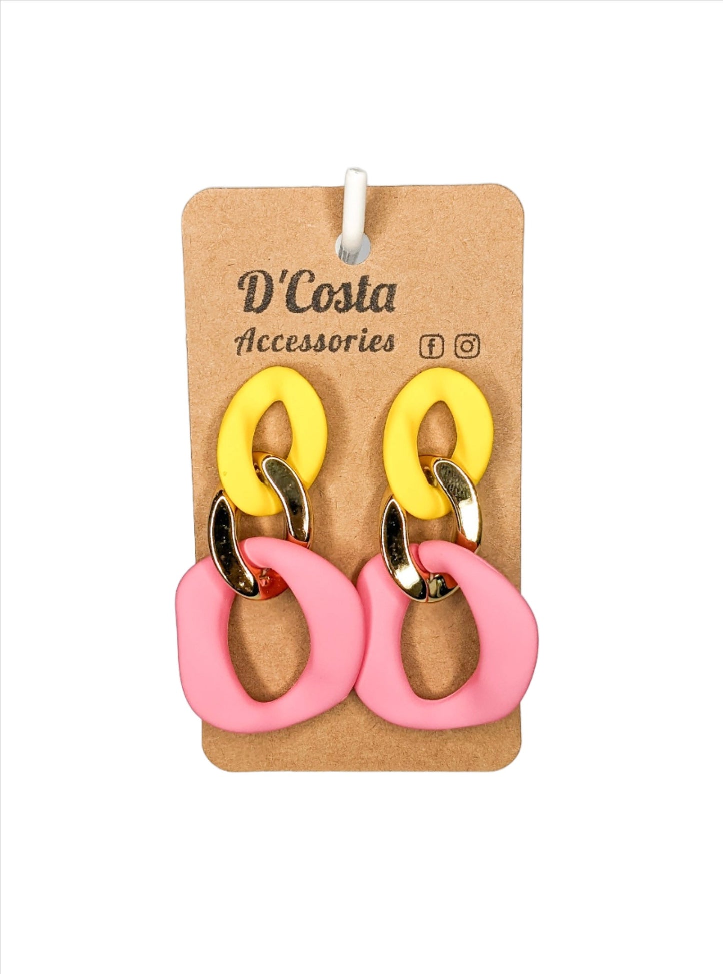 Pink and Yellow Chain Earrings