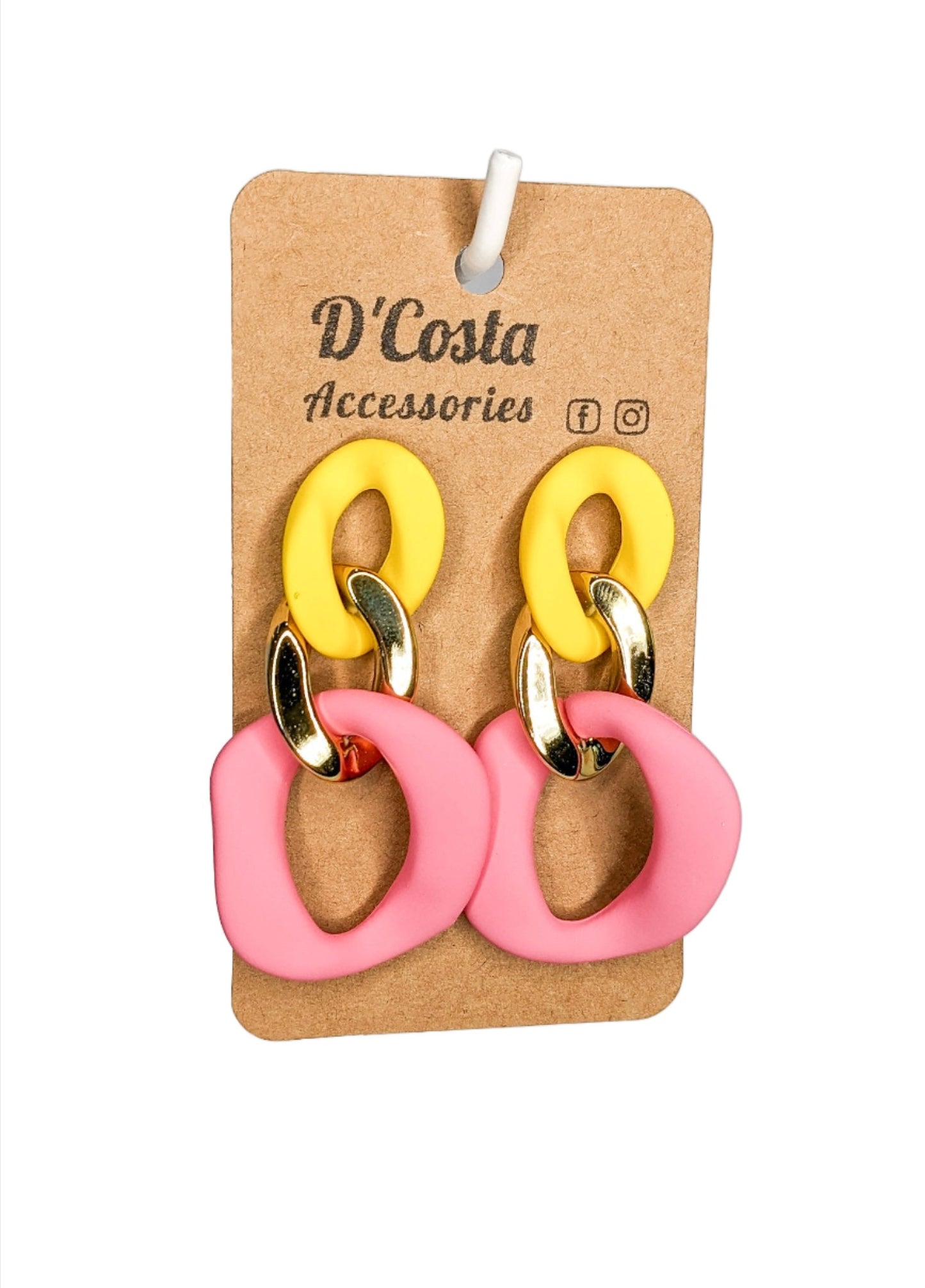 Pink and Yellow Chain Earrings