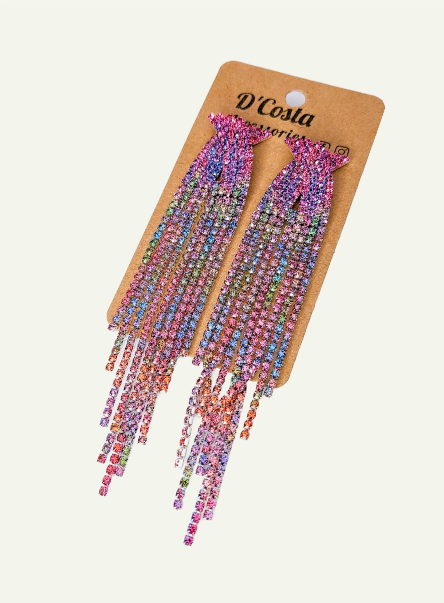 Colourful Diamante Tassel Earrings