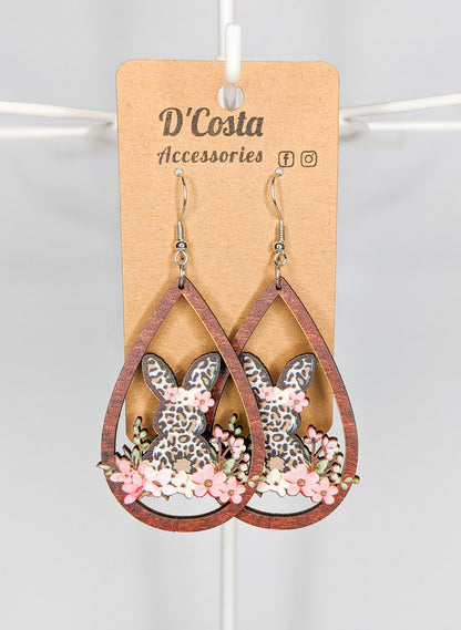 Floral Easter Bunny Earrings