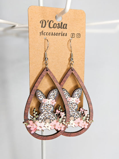 Floral Easter Bunny Earrings